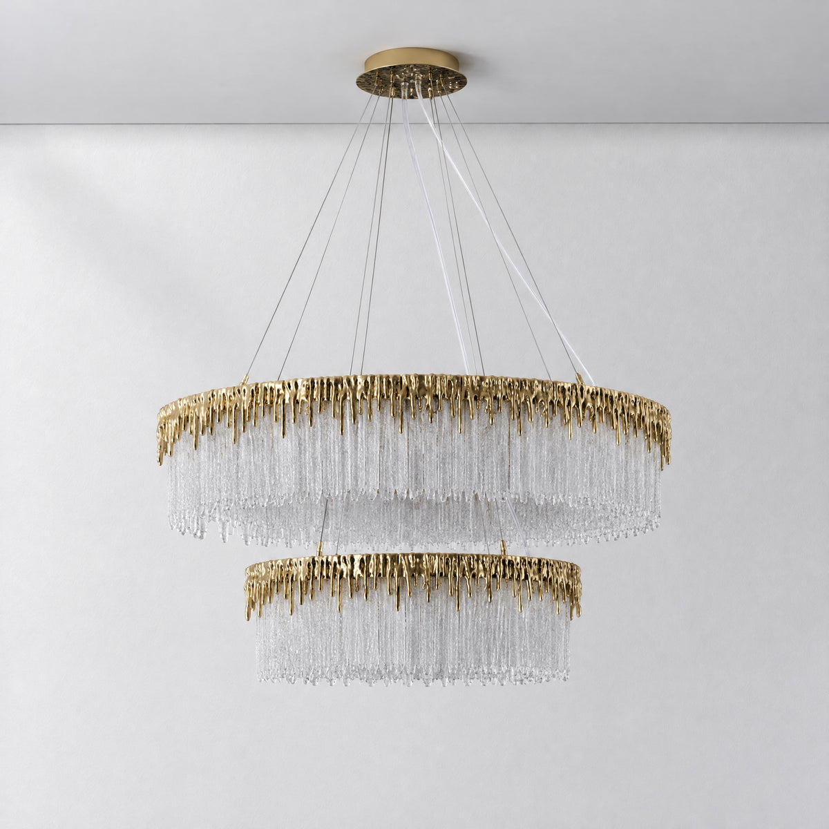 Ice Bloom Glass Two-Tier Chandelier D800+D500 - Copper – lights off