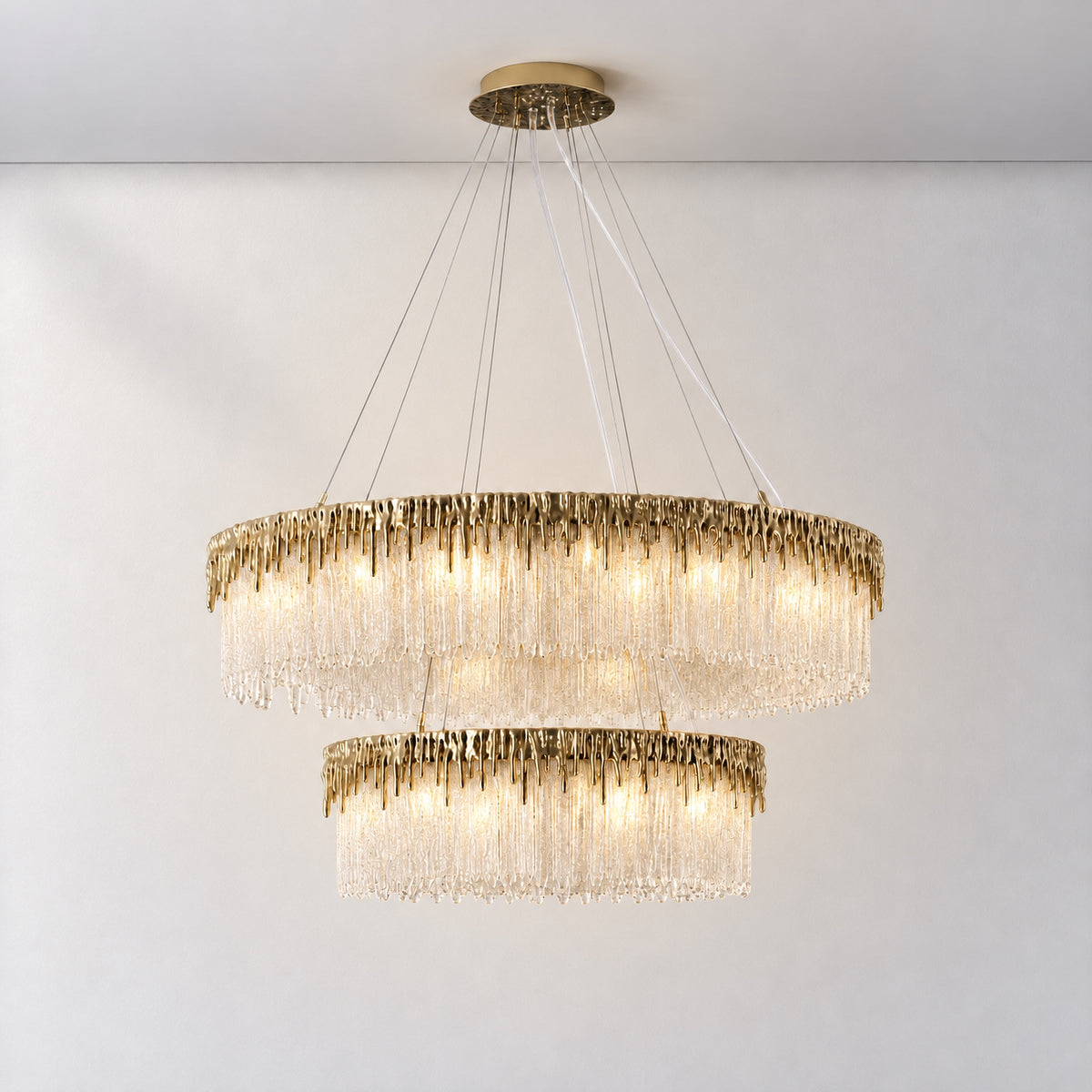 Ice Bloom Glass Two-Tier Chandelier D800+D500 - Copper – lights on