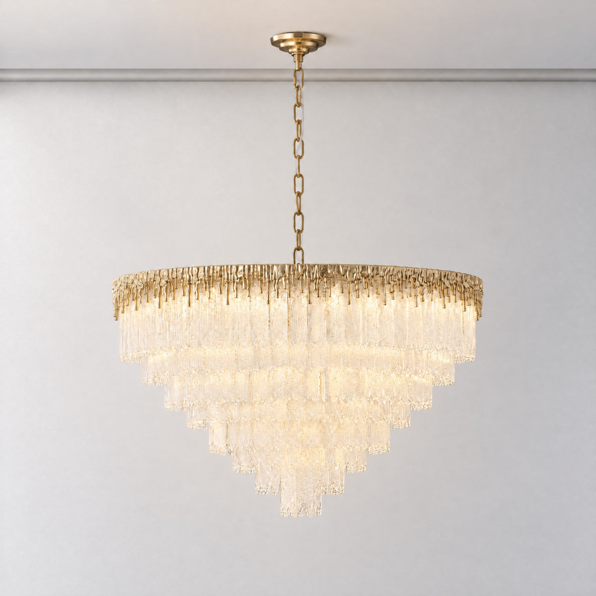 Ice Flower Glass Eight-Layer Staircase Light D910 - Copper Color