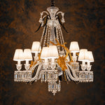 Ilvenna Amber Stag Crystal 15-Light Chandelier 41.3" on a dark olive wall