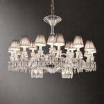 Imbria White Pleated Crystal 24-Light Chandelier 51.2" on a dark olive wall