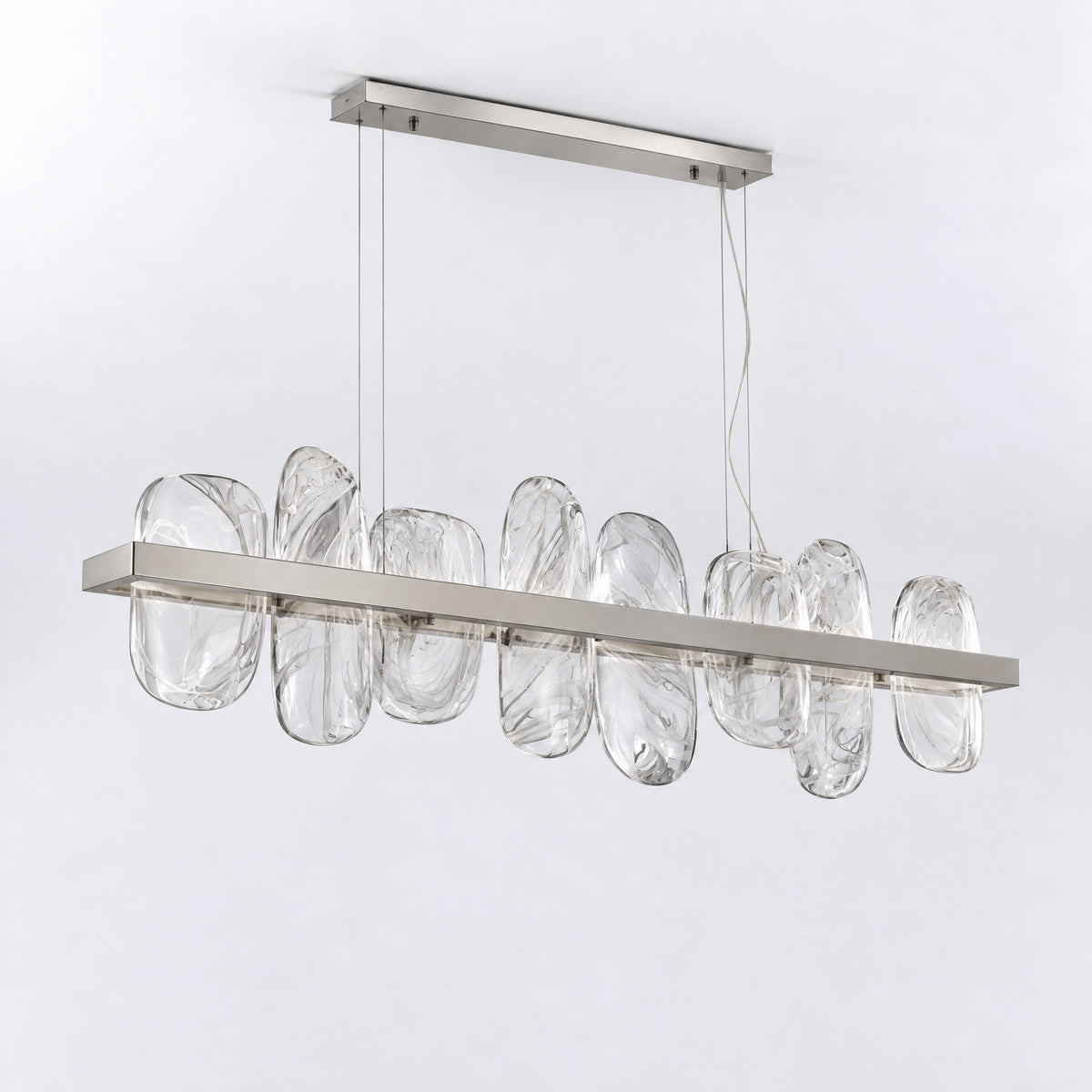 Iris Handblown Glass Petal linear Chandelier – lights off