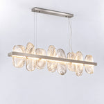 Iris Handblown Glass Petal linear Chandelier – lights on