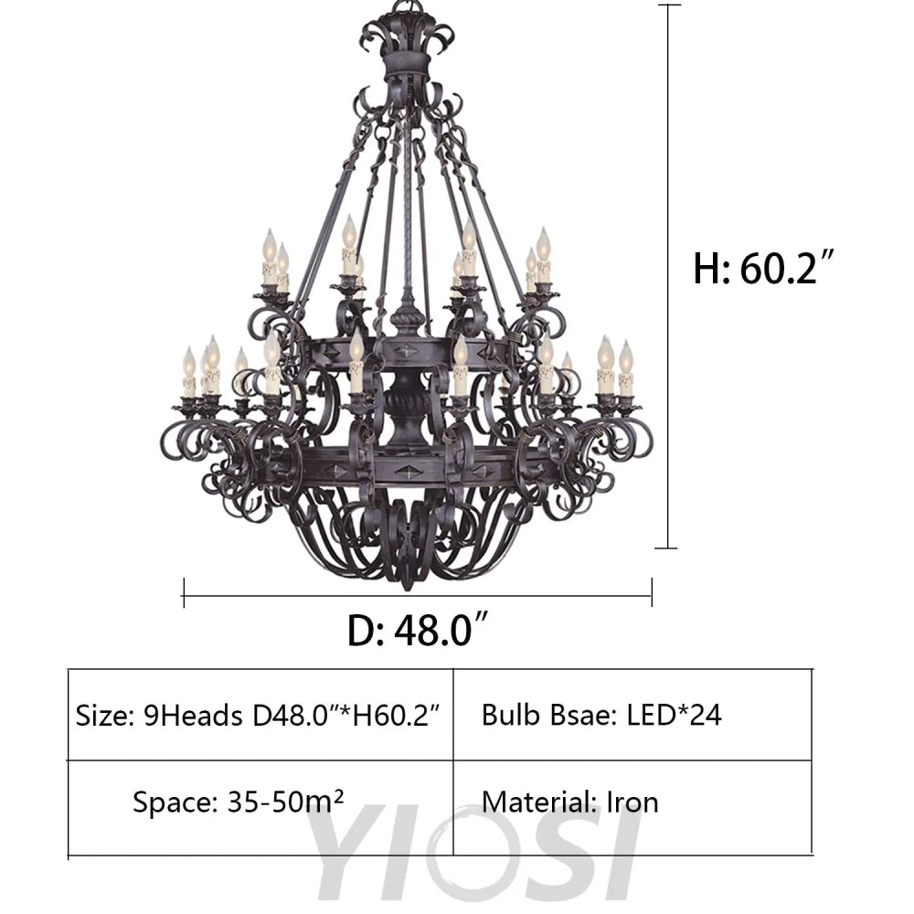 Iron Black Tiered Candle Pendant Chandelier Chandeliers