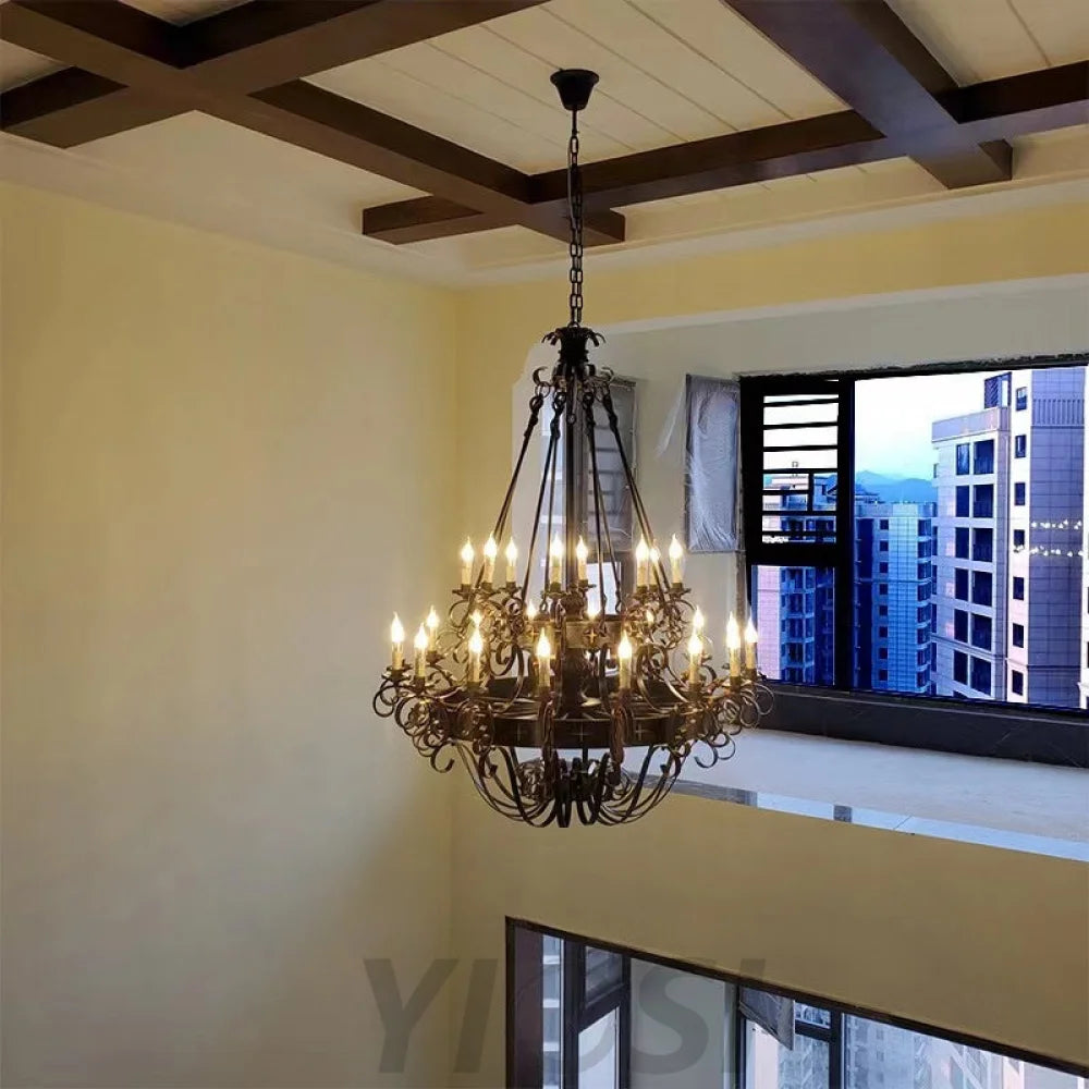 Iron Black Tiered Candle Pendant Chandelier Chandeliers