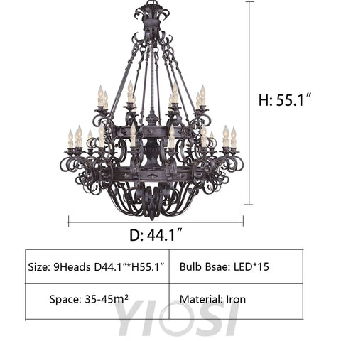 Iron Black Tiered Candle Pendant Chandelier Chandeliers