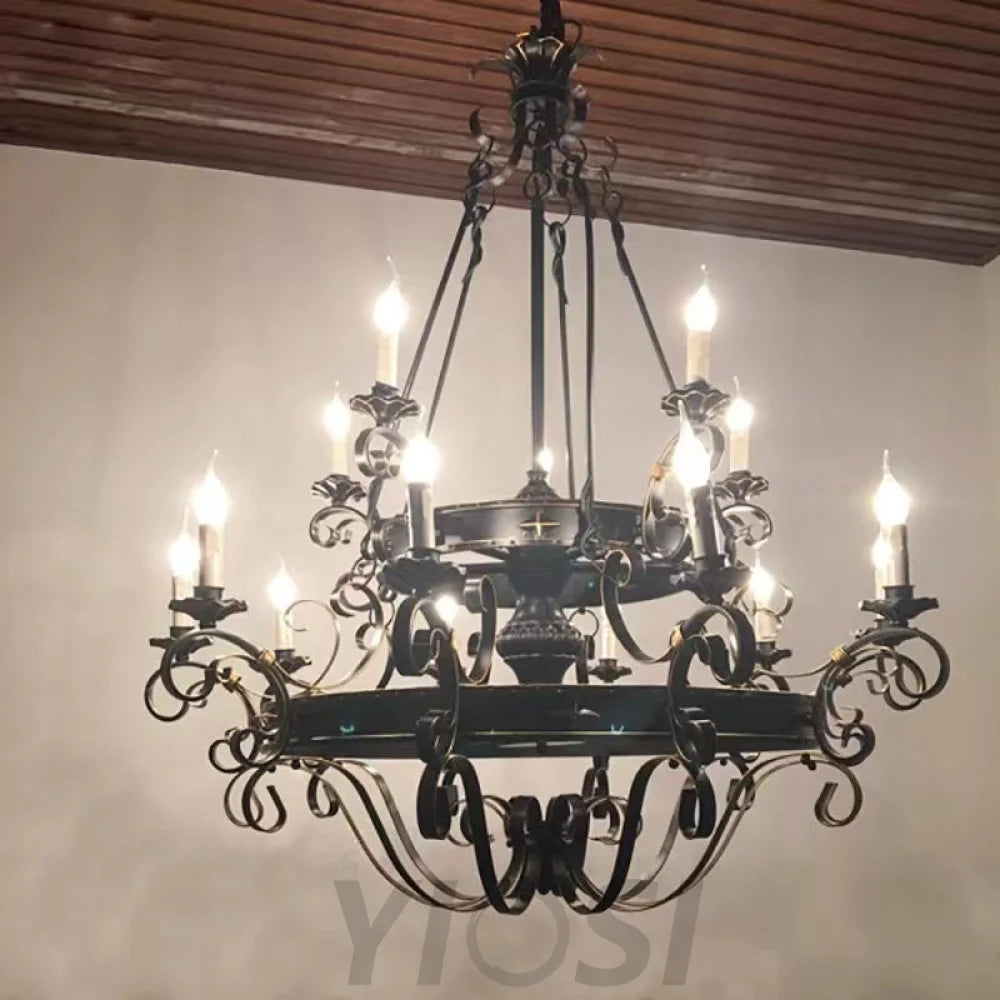 Iron Black Tiered Candle Pendant Chandelier Chandeliers