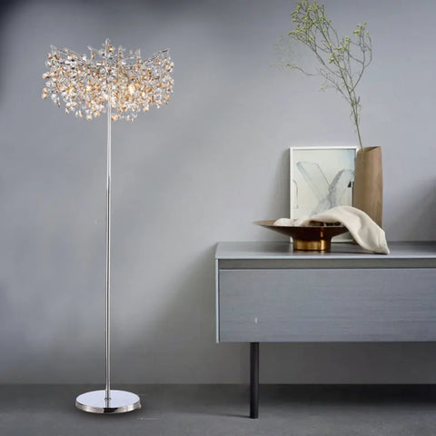 Isidora Modern Clear Crystal Floor Standing Lamp For Bedroom Gold Branch Chandelier