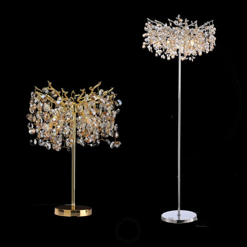 Isidora Modern Clear Crystal Floor Standing Lamp For Bedroom Gold Branch Chandelier