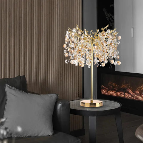 Isidora Modern Clear Crystal Table Lamp For Bedroom Gold Branch Chandelier