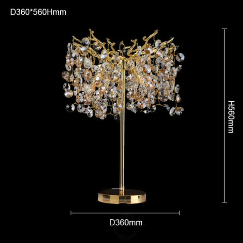 Isidora Modern Clear Crystal Table Lamp For Bedroom Gold Branch Chandelier