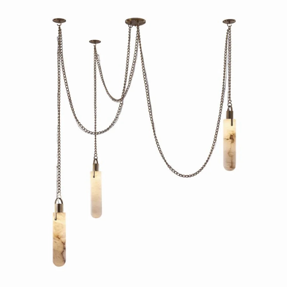 Ivan Modern Alabaster Flint 3 Light Led Multi-Drop Pendant For Living Room For Living Room Kitchen