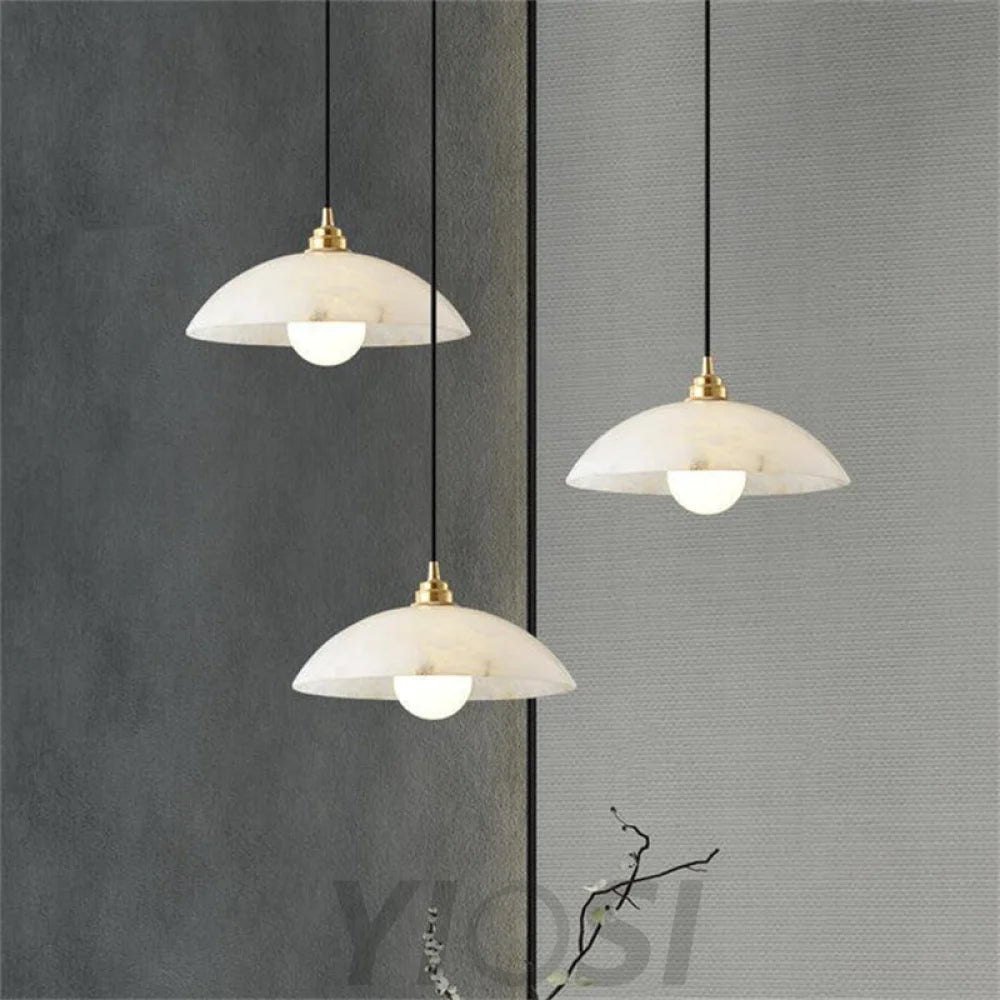 Joni Alabaster Dome Pendant Light Hanging For Living Room