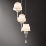 Jorenza Cream Crystal 3-Light Pendant Light 26.8" on a dark olive wall