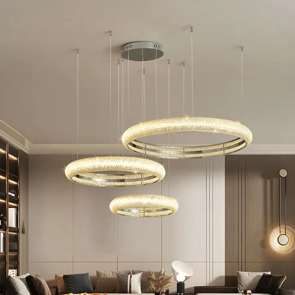 Joyce Bergamo 3-Ring Crystal Chandelier Chandeliers