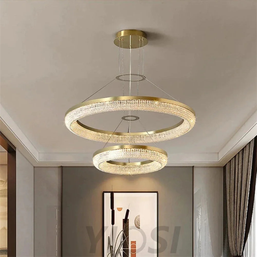 Joyce Modern Bergamo Double Ring Crystal Chandelier