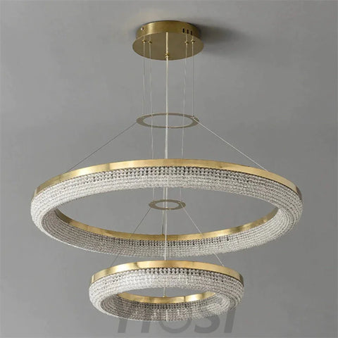 Joyce Modern Bergamo Double Ring Crystal Chandelier