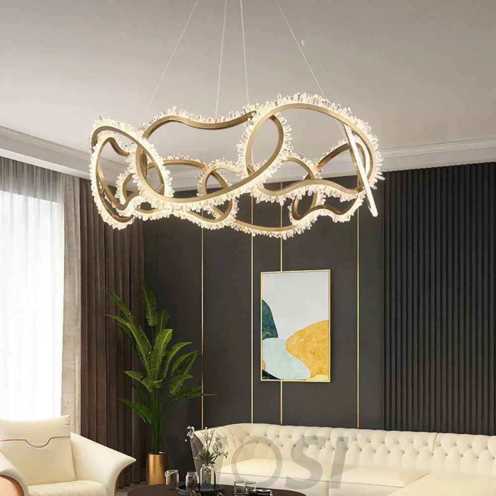 July Modern Rock Crystal Multi Ring Chandelier