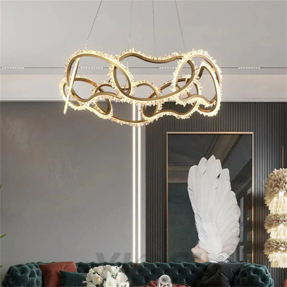 July Modern Rock Crystal Multi Ring Chandelier