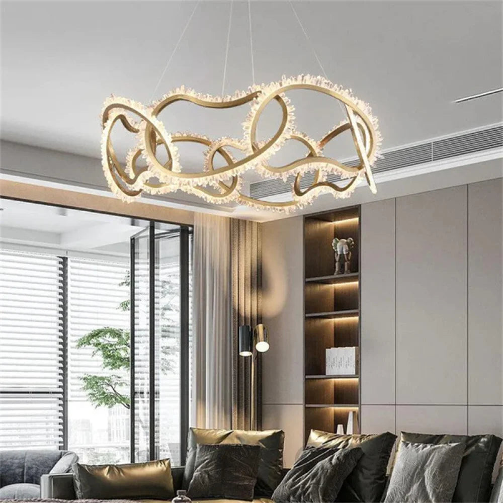 July Modern Rock Crystal Multi Ring Chandelier