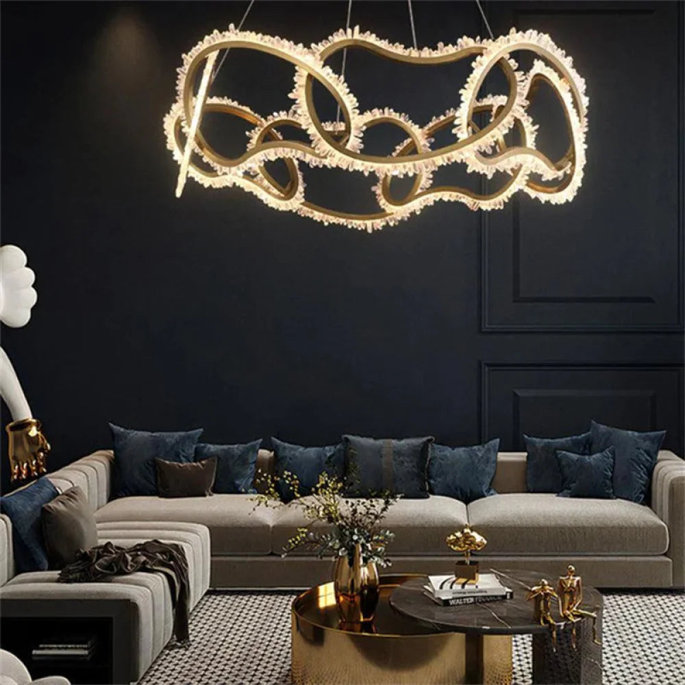 July Modern Rock Crystal Multi Ring Chandelier