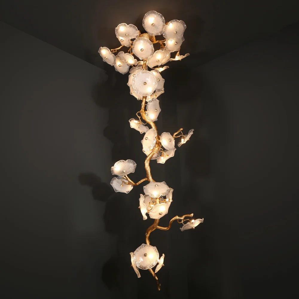 Kacey Modern Luxury Leaf Glass Flower Ceiling Chandelier 45’’ D Branch