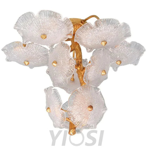 Kacey Modern Luxury Leaf Glass Flower Ceiling Chandelier Branch