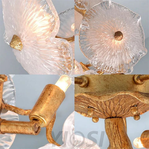 Kacey Modern Luxury Leaf Glass Flower Ceiling Chandelier Branch