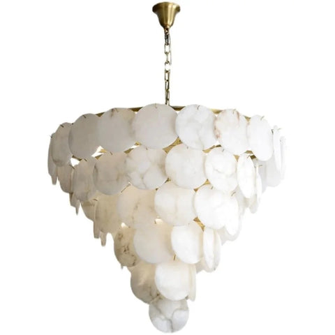 Kaleena Alabaster Multi-Tiered Round Chandelier For Living Room Upscale Lighting 6 Layer Chandeliers