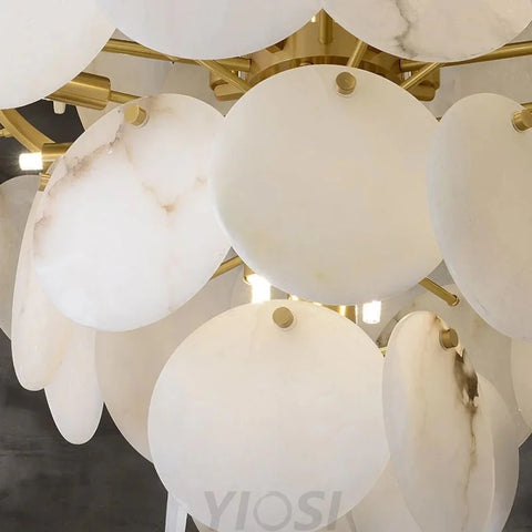 Kaleena Alabaster Multi-Tiered Round Chandelier For Living Room Upscale Lighting Chandeliers