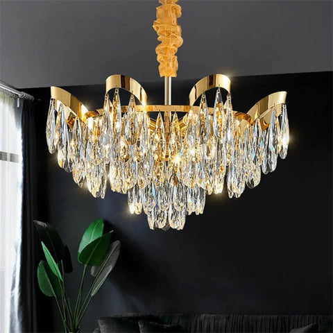 Kelly Gold Plated Crystal Chandelier Diameter 32’’