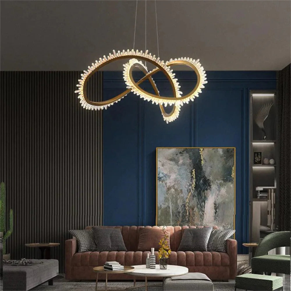 Kevyn Modern Rock Crystal Living Room Chandelier 39.4’’ D