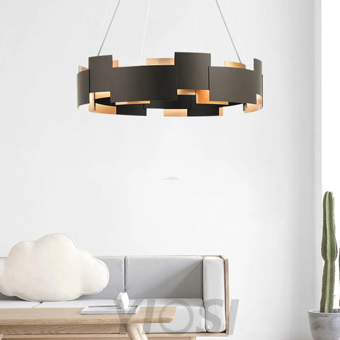 Kichler Oval Chandelier ∅ 23.6″ - Black & Gold-1-Yiosilamp