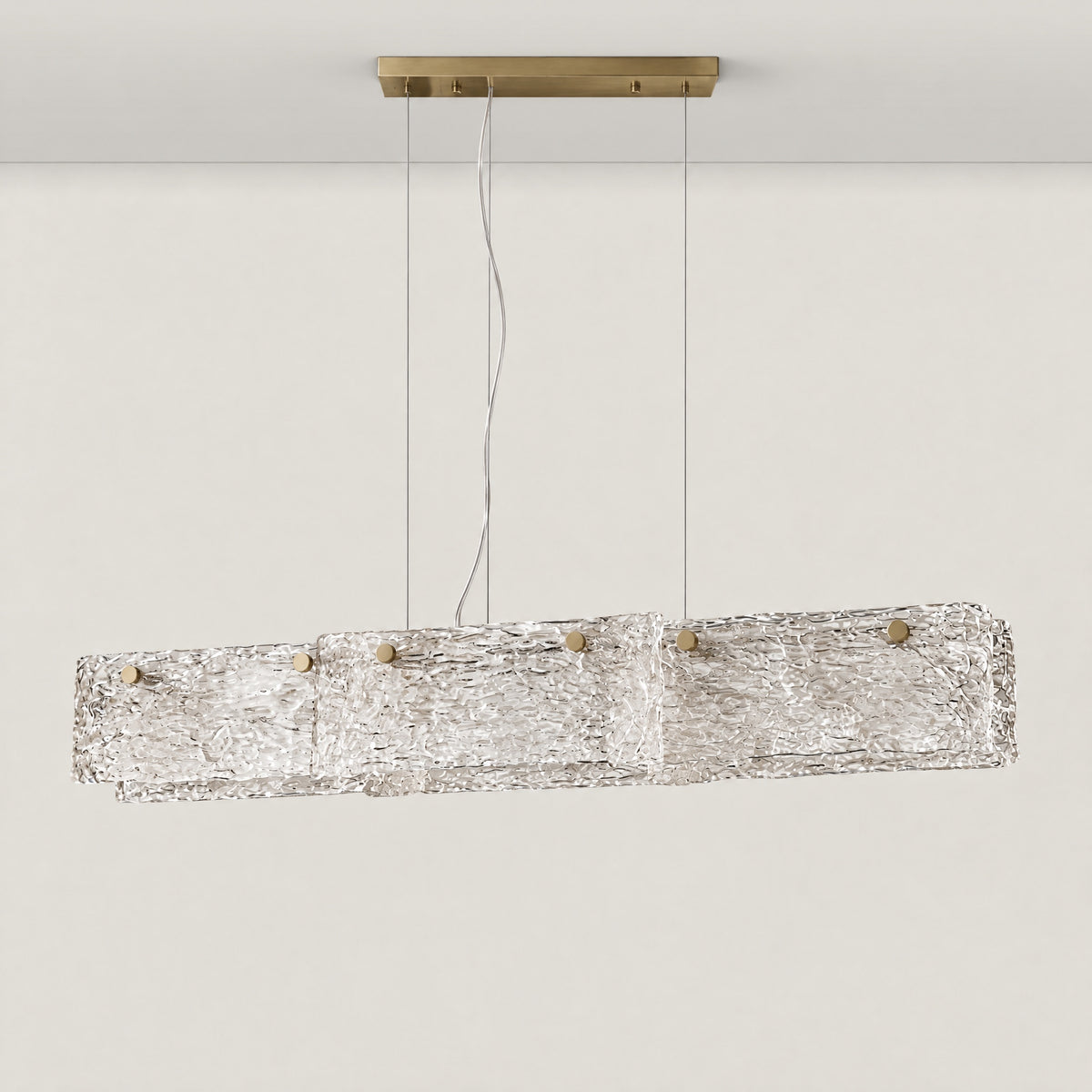 Knox Glass Linear Chandelier 42"L – lights off
