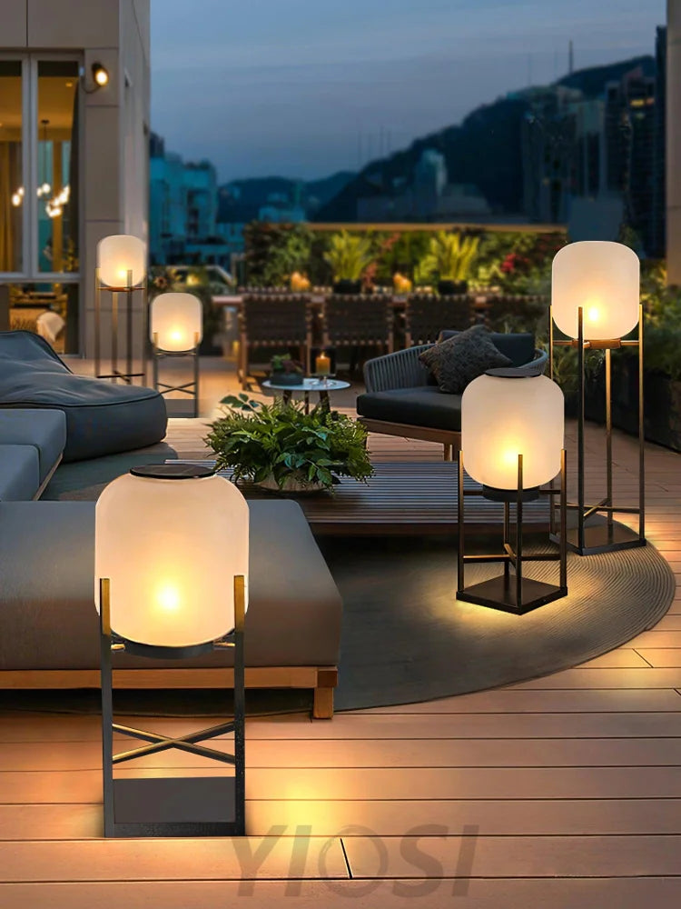 Lantern Solar Floor Lamp for Outdoor - Cube-1-Yiosilamp