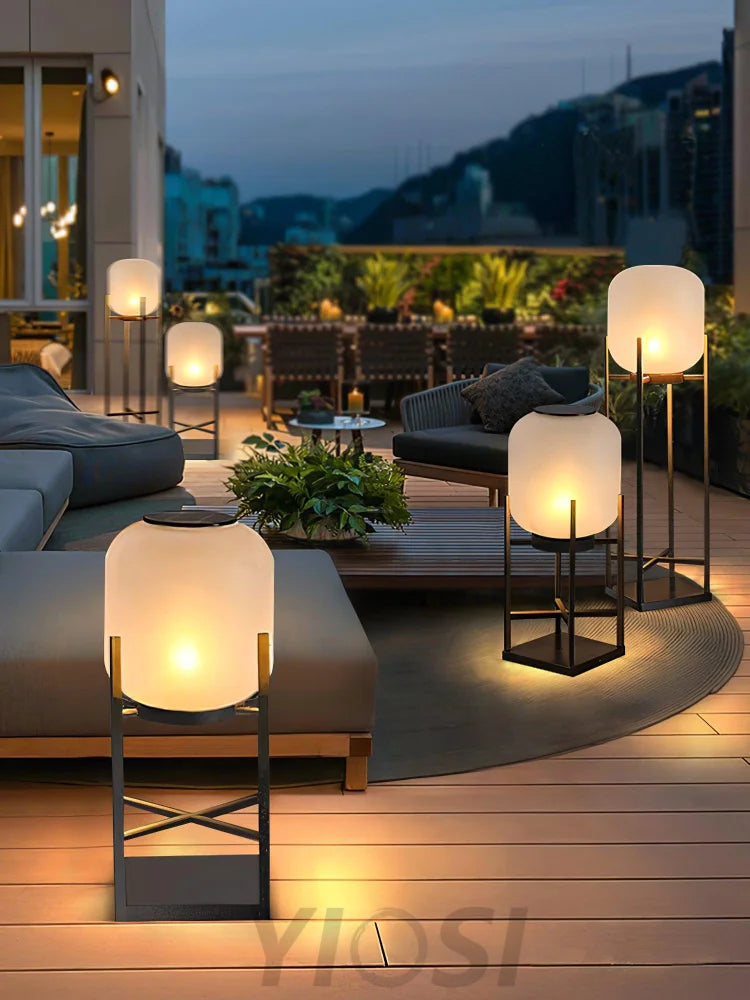 Lantern Solar Floor Lamp for Outdoor - Cube-1-Yiosilamp