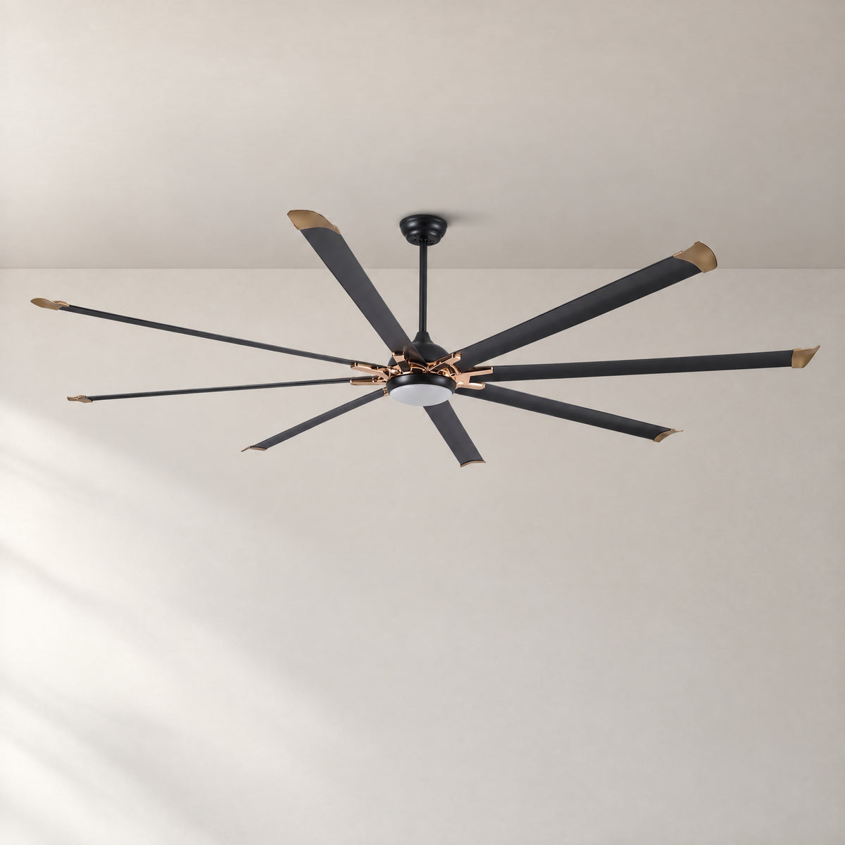 Yiosi Modern Eight Blade Metal Ceiling Fan with Integrated LED Disc Light – lights off