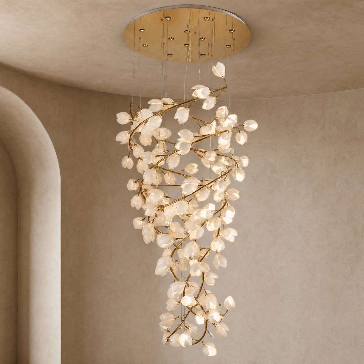 Lauro Ceramic Leaf Crown Chandelier