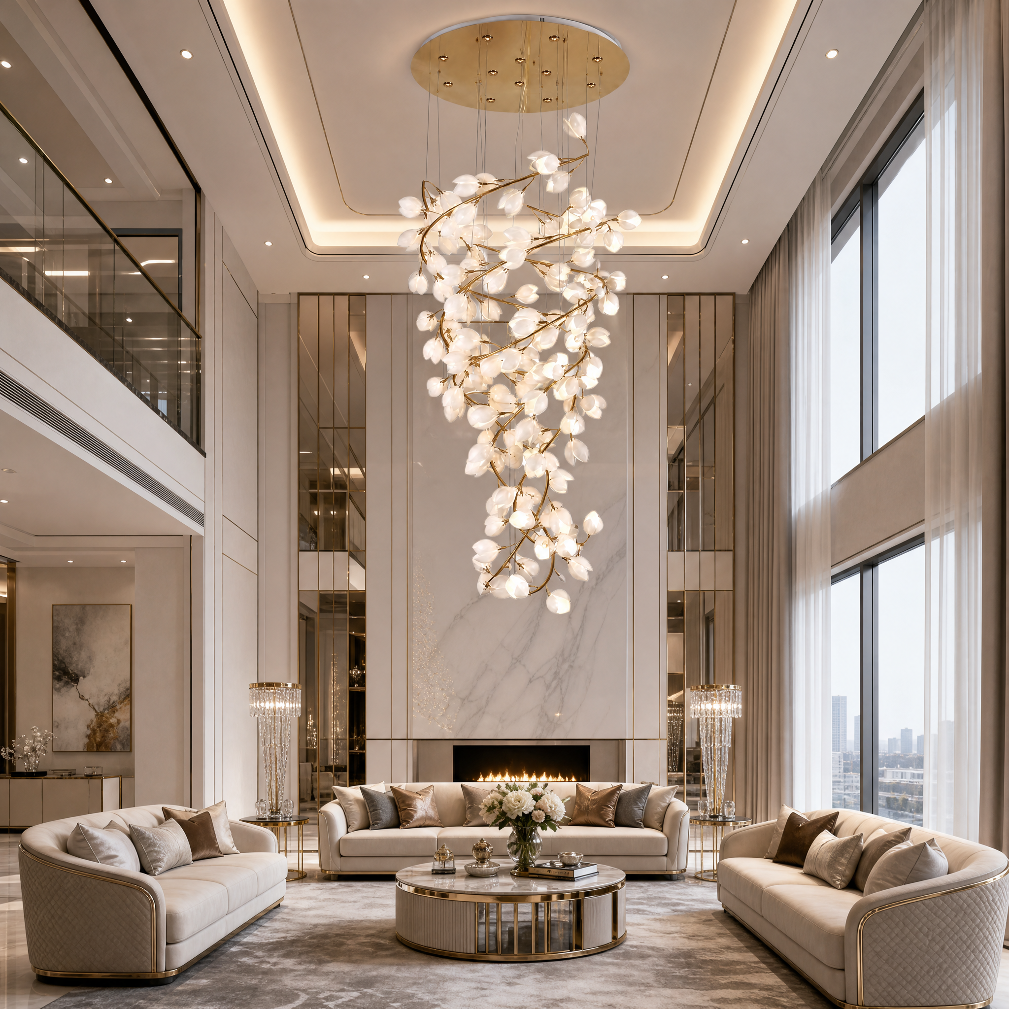 Lauro Ceramic Leaf Crown Chandelier