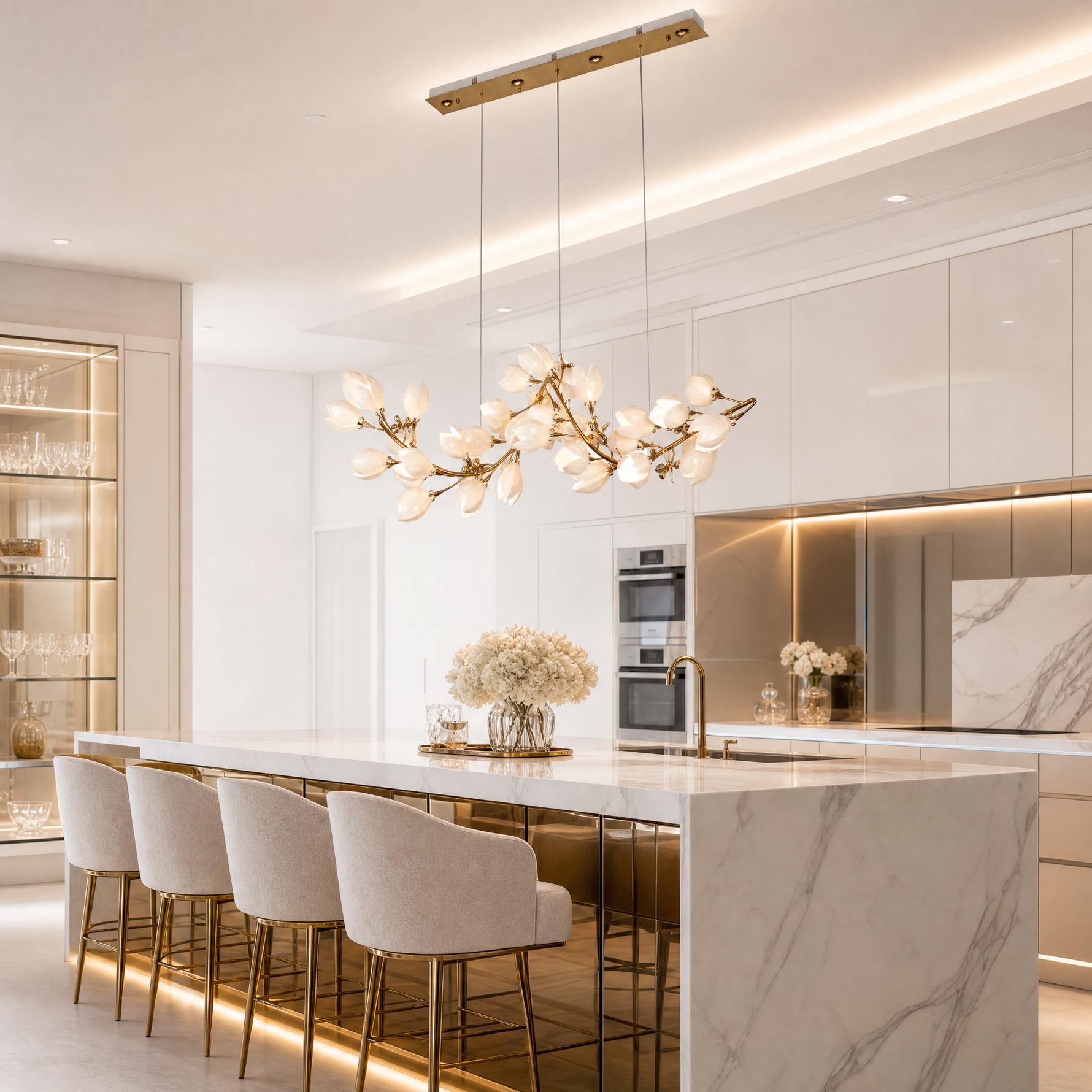 Lauro Ceramic Leaf Halo Chandelier
