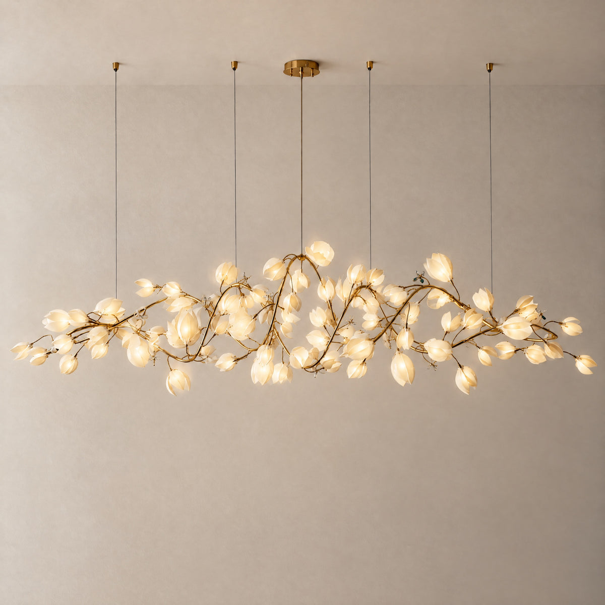 Lauro Ceramic Leaf Linear Chandelier