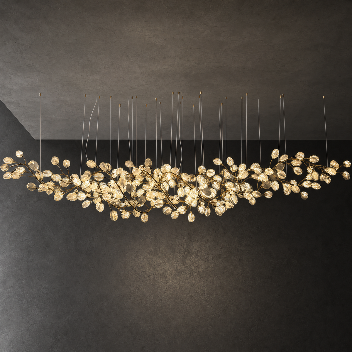 Lauro Ceramic Leaf Linear Chandelier