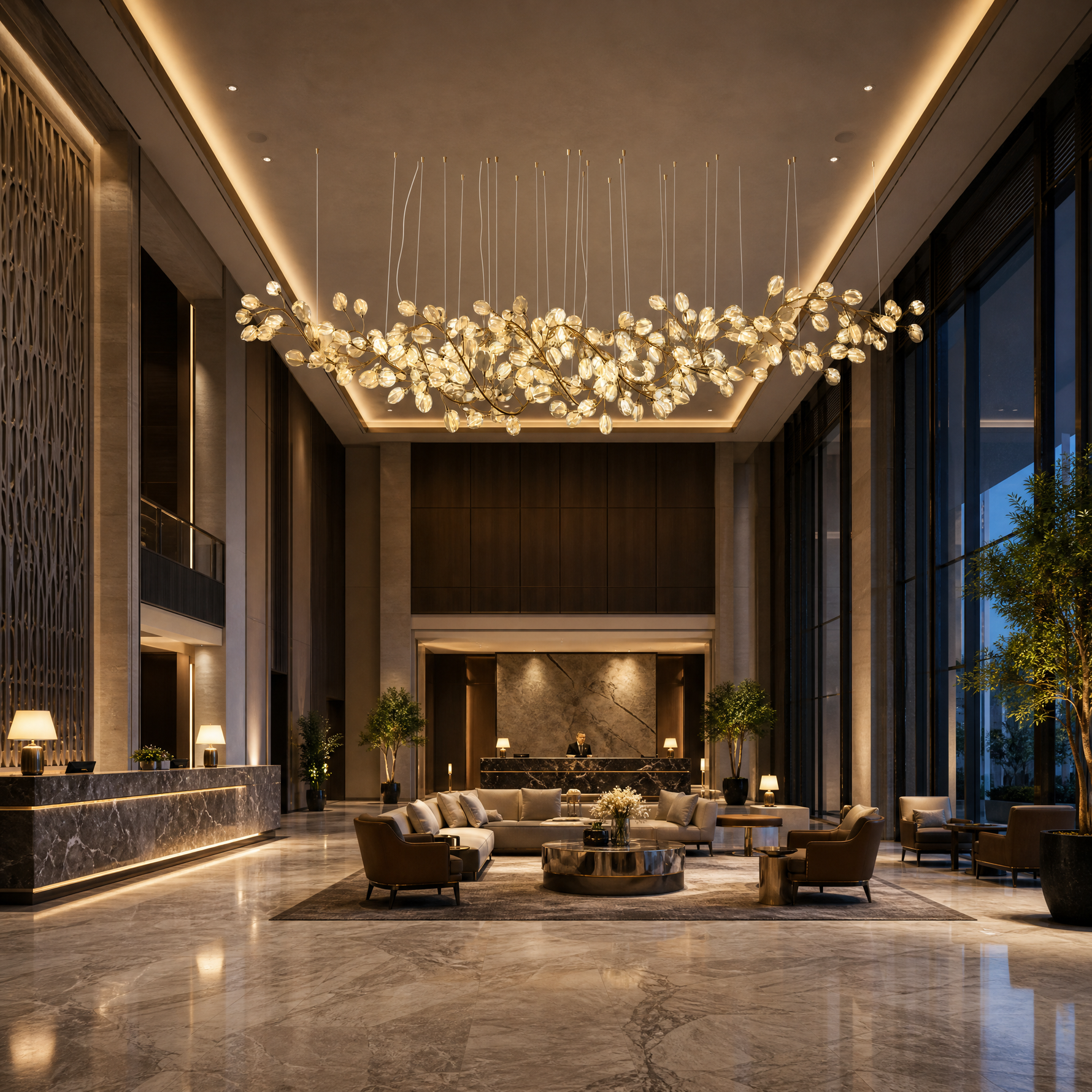 Lauro Ceramic Leaf Linear Chandelier