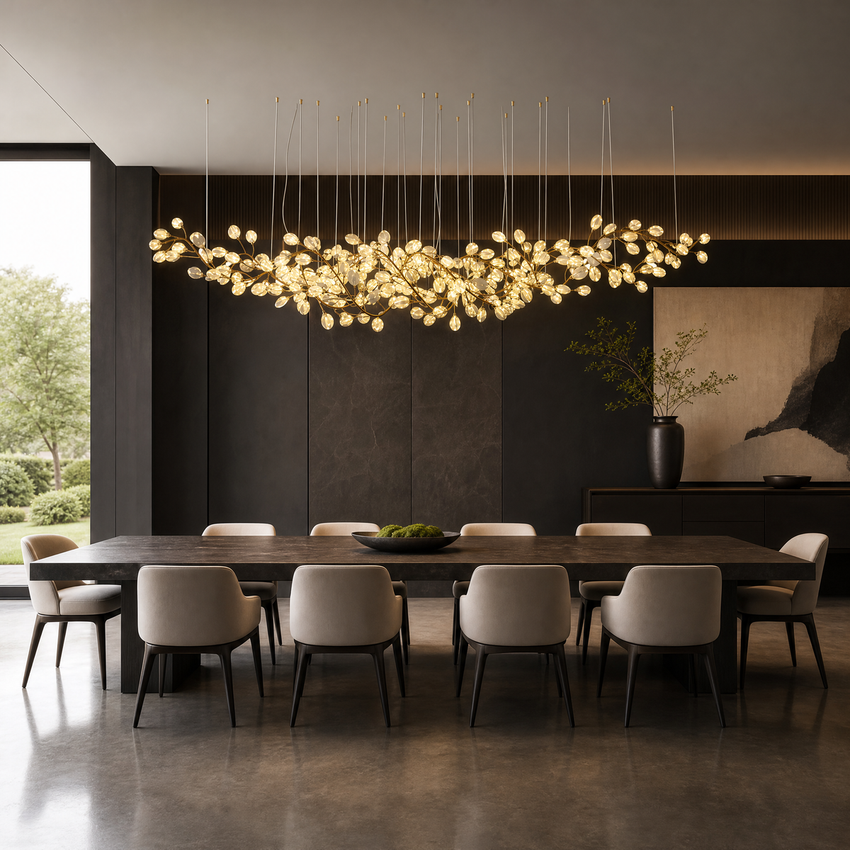 Lauro Ceramic Leaf Linear Chandelier