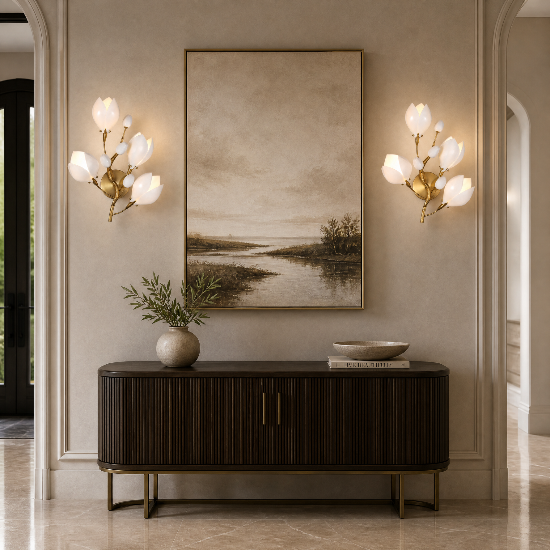 Lauro Ceramic Leaf Wall Sconce