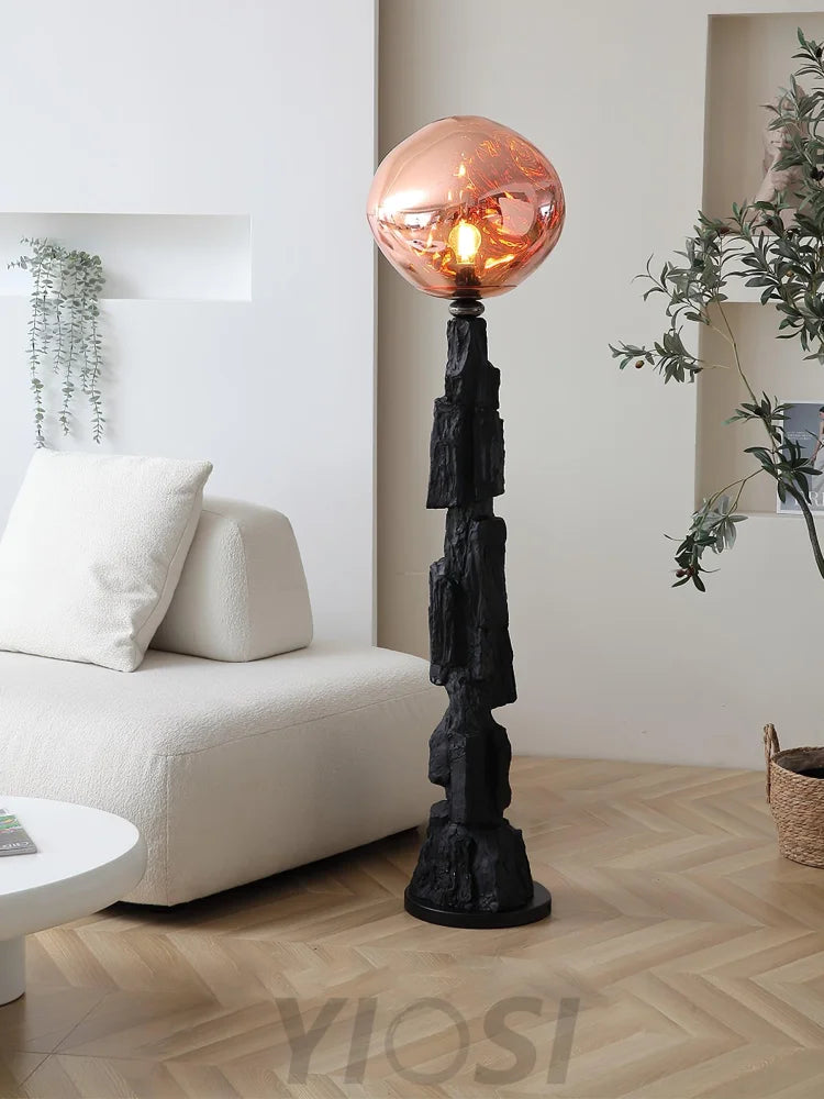 Lava Floor Lamp with Charcoal Color - Black  & Rose gold, Lava-1-Yiosilamp