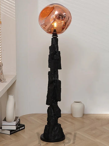 Lava Floor Lamp with Charcoal Color - Black  & Rose gold, Lava-1-Yiosilamp