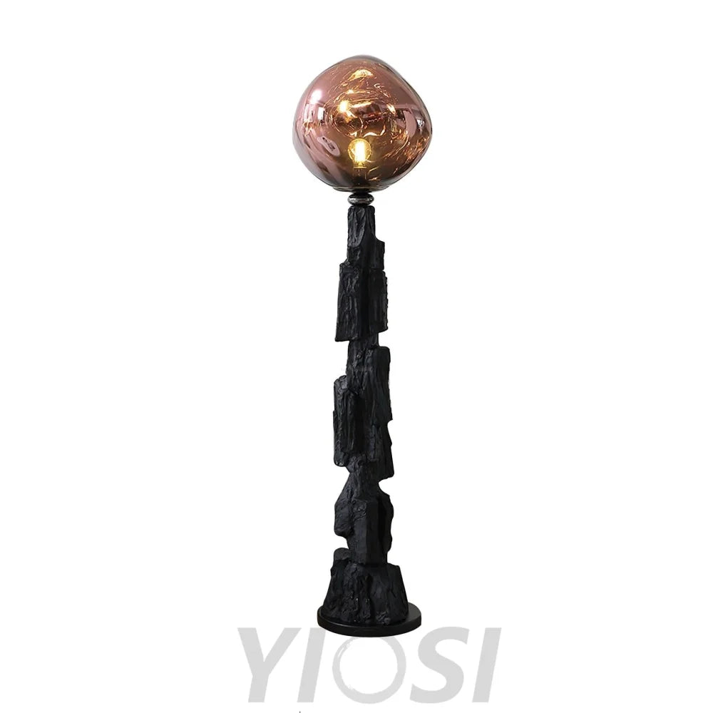 Lava Floor Lamp with Charcoal Color - Black  & Rose gold, Lava-1-Yiosilamp