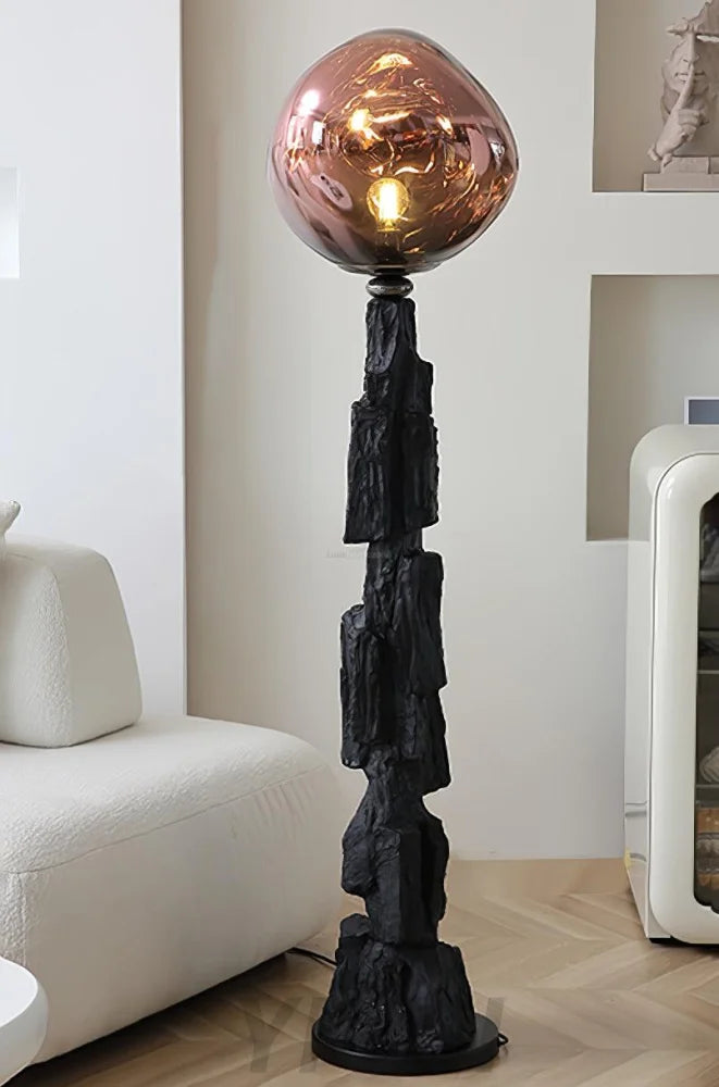 Lava Floor Lamp with Charcoal Color - Black  & Rose gold, Lava-1-Yiosilamp