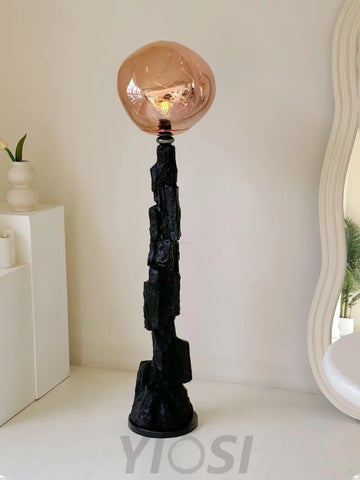 Lava Floor Lamp with Charcoal Color - Black  & Rose gold, Lava-1-Yiosilamp